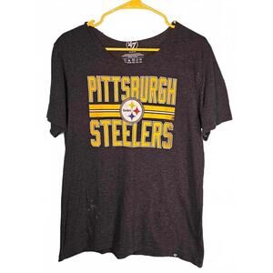 47 Brand Pittsburgh Steelers Women's Gray Graphic Tee‎  Size Medium